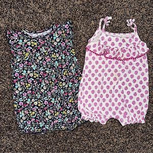 Lot of 2 Carter’s Girls One Piece Outfit Rompers spring floral snaps size 18mo